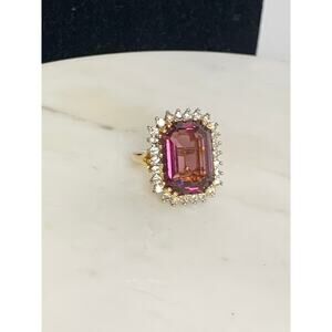 Vintage Park Lane Signed Cocktail Ring Size 6 Purple Stone Statement Amethyst